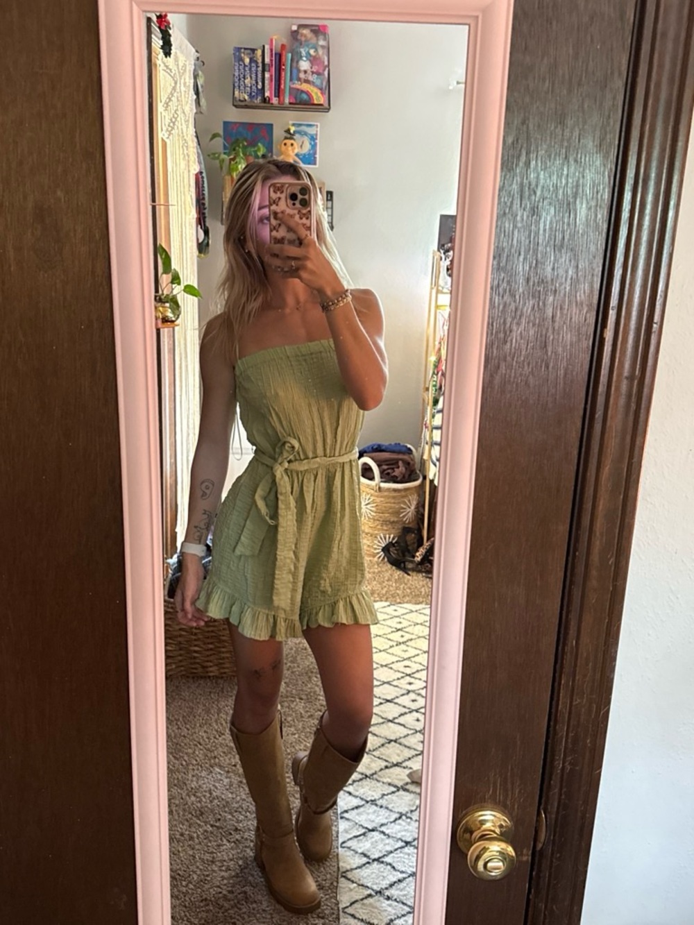 Olive Green Tie Romper from meraki